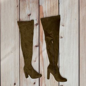 Hunter green thigh high boots